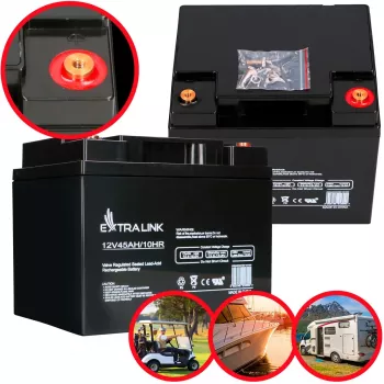 UPS akumulators Extralink Accumulator AGM 12V 45Ah — noslēgts svina-skābes (VRLA), 1 gab., melns