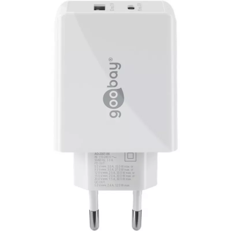 Goobay Dual USB-C™ PD (Power Delivery) ātrais lādētājs (30 W) (61674)