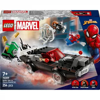 LEGO Marvel Super Heroes Spider-Man vs. Venom Muscle Car 76309 būvēšanas komplekts — 254 detaļas, 3 minifigūras, vecumam 7+