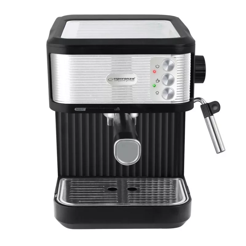 Espresso kafijas automāts ESPERANZA EKC011 — 1,8 l ūdens tvertne, 850 W, 20 bāri, skārienjutīga vadība, piena putotājs