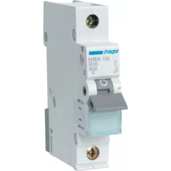 Hager MBN106. Maiņstrāvas ieejas frekvence: 50/60 Hz, nominālā izejas strāva: 6 A (MBN106)