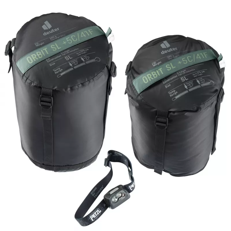 Mūmijas guļammaiss DEUTER Orbit SL +5°C / 41°F — 750 mm platums, 480 mm dziļums, Ripstop PES, Zaļš