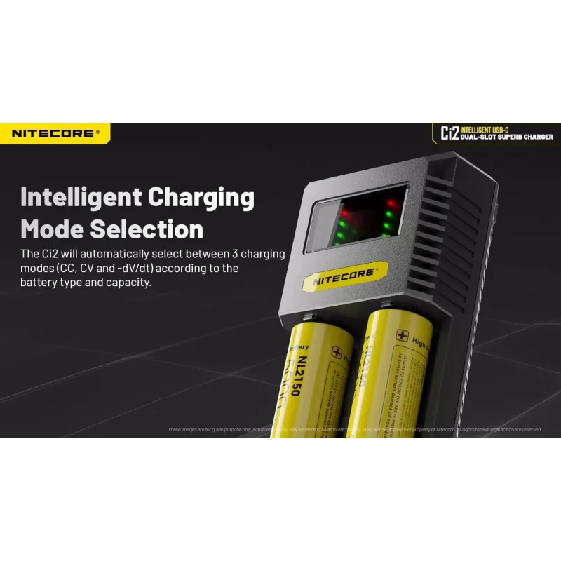 Baterijas lādētājs Nitecore Ci12 Universāls USB lādētājs Li‑Ion, NiCd, NiMH, 3A ieeja 5/9/12V, plastmasas korpuss