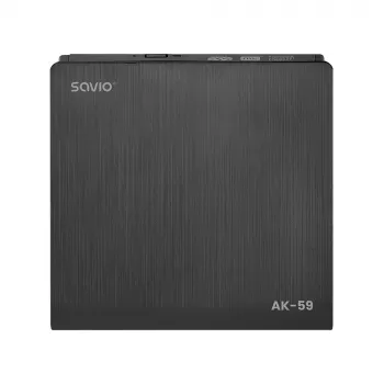 SAVIO AK-59 Ārējais plānais CD/DVD ierakstītājs R/RW - USB-C/USB-A, melns