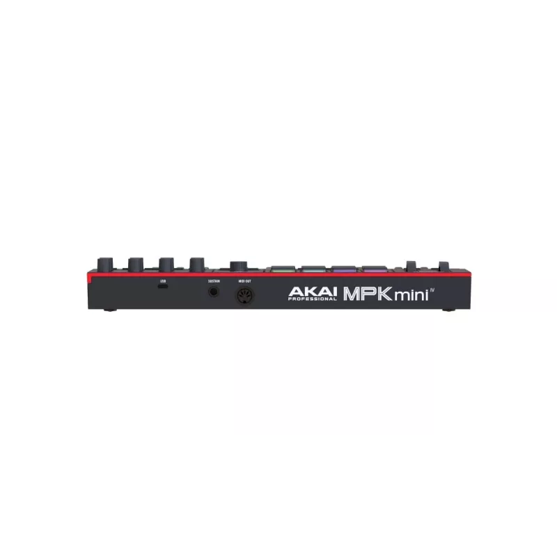 MIDI klaviatūra AKAI MPK MINI 4 Melns — 25 taustiņi, 8 spilventiņi, 8 enkoderi, arpedžators, USB-C, MIDI izeja