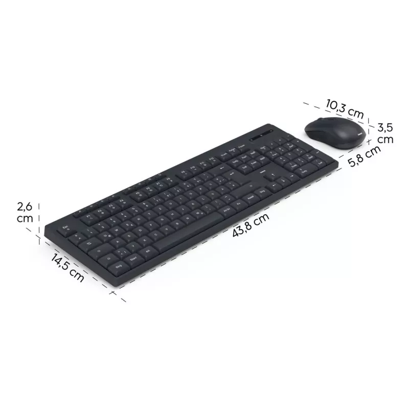 Bezvadu tastatūras un peles komplekts WKM-200 melns