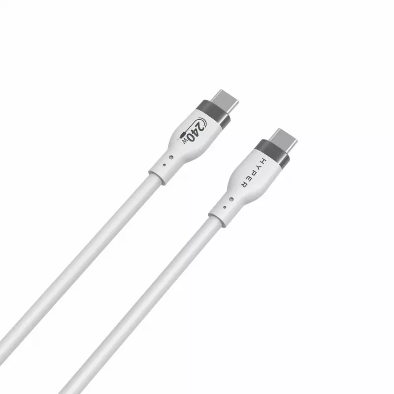 HYPER HyperJuice 240W Silikona USB-C uz USB-C kabelis (3 pēdas/1 m) - Balts
