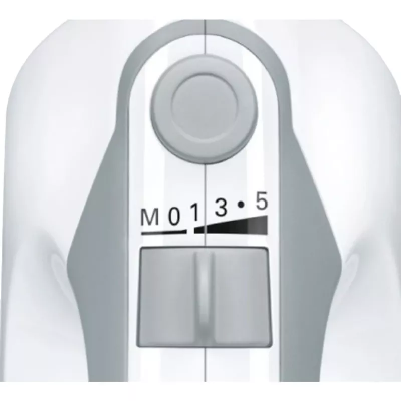 Rokas mikseris Bosch MFQ36400 — 450 W, 5 ātrumi, turbo, 1,3 m vads, pelēks/balts
