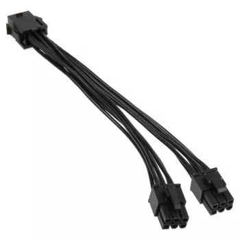 PCIe 6-pin uz PCIe 6-pin x2 strāvas sadalītāja kabelis, 0,15 m, No name ZUAD-766, melns