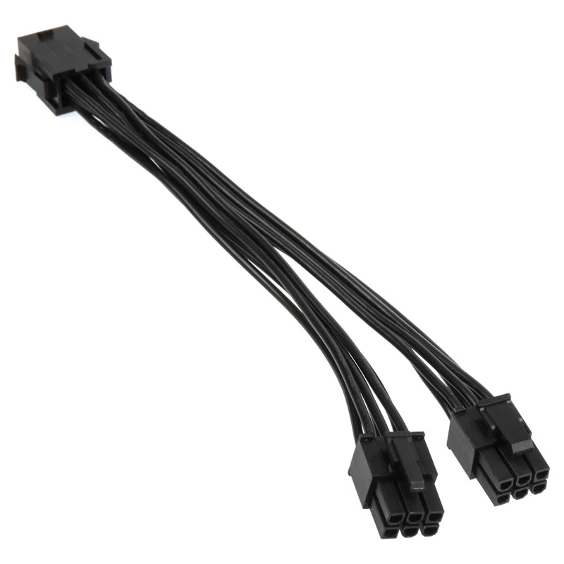 PCIe 6-pin uz PCIe 6-pin x2 strāvas sadalītāja kabelis, 0,15 m, No name ZUAD-766, melns