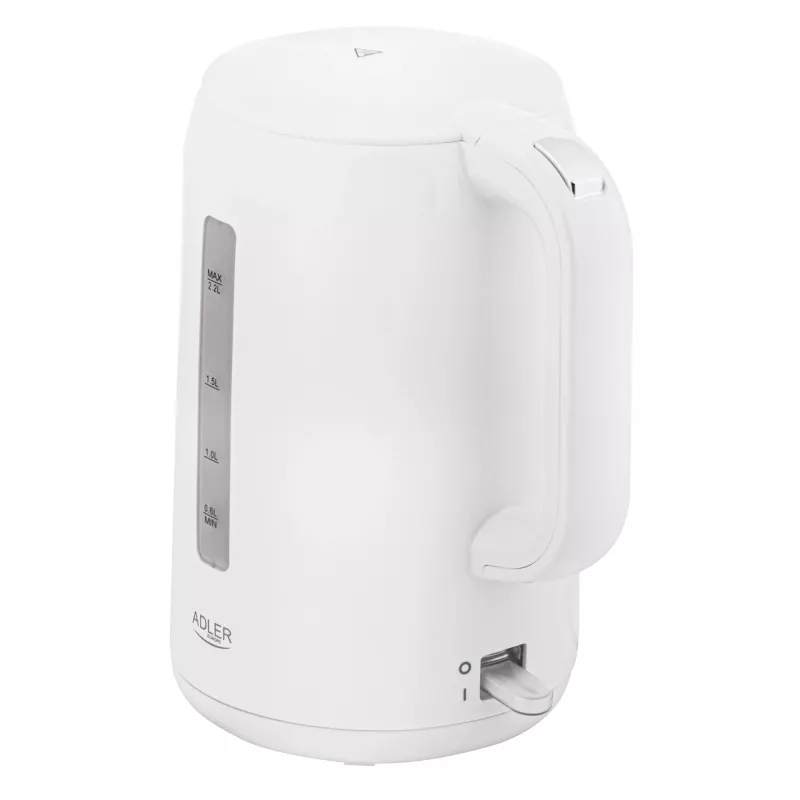Adler tējkanna | AD 1386 | Elektriskā | 1850 W | 2,2 L | Plastmasa | 360° grozāma pamatne | Balta