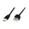 Digitus — USB pagarinātāja kabelis — USB Type A, 4 kontaktu (vīrišķais) — USB Type A, 4 kontaktu (sieviešu) — 3,0 m (USB / USB2.0) — melns (AK-300202-030-S)
