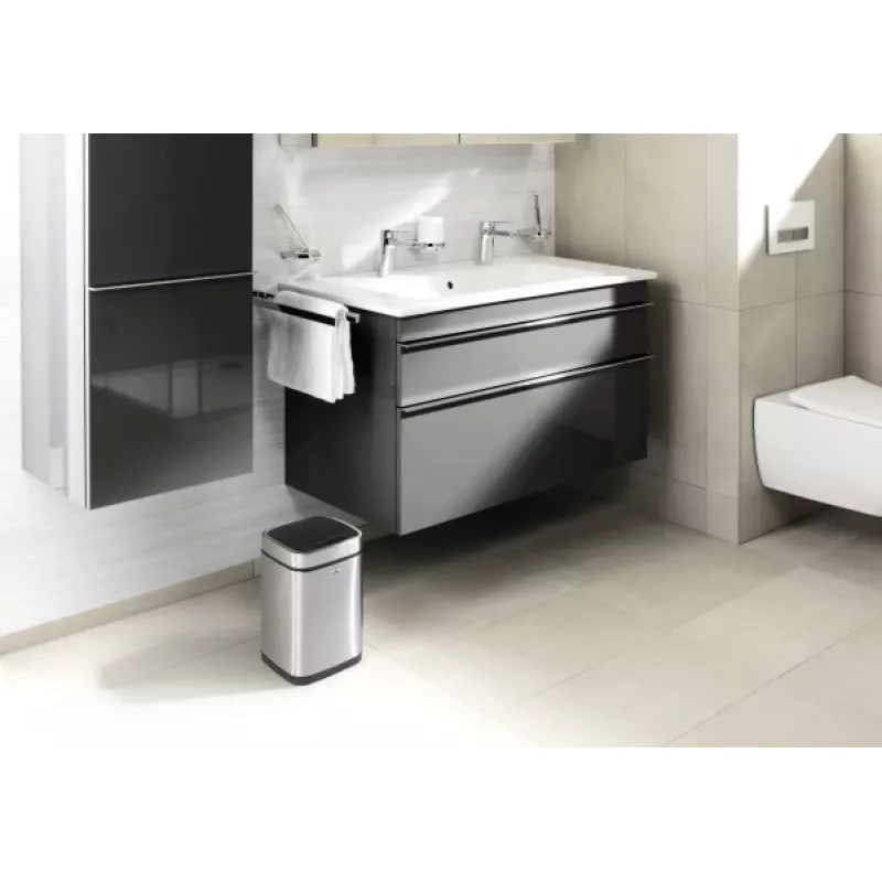 Atkritumu tvertne Durable NO TOUCH 6L Taisnstūrveida Nerūsējošais tērauds Sudraba Melna