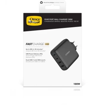 Sienas lādētājs OTTERBOX 78-81343 100W GaN ar 2× USB-C un 2× USB-A portiem