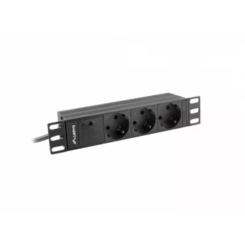 Lanberg PDU-03E-0200-BK strāvas sadales bloks (PDU) 3 maiņstrāvas kontaktligzdas 1U melns