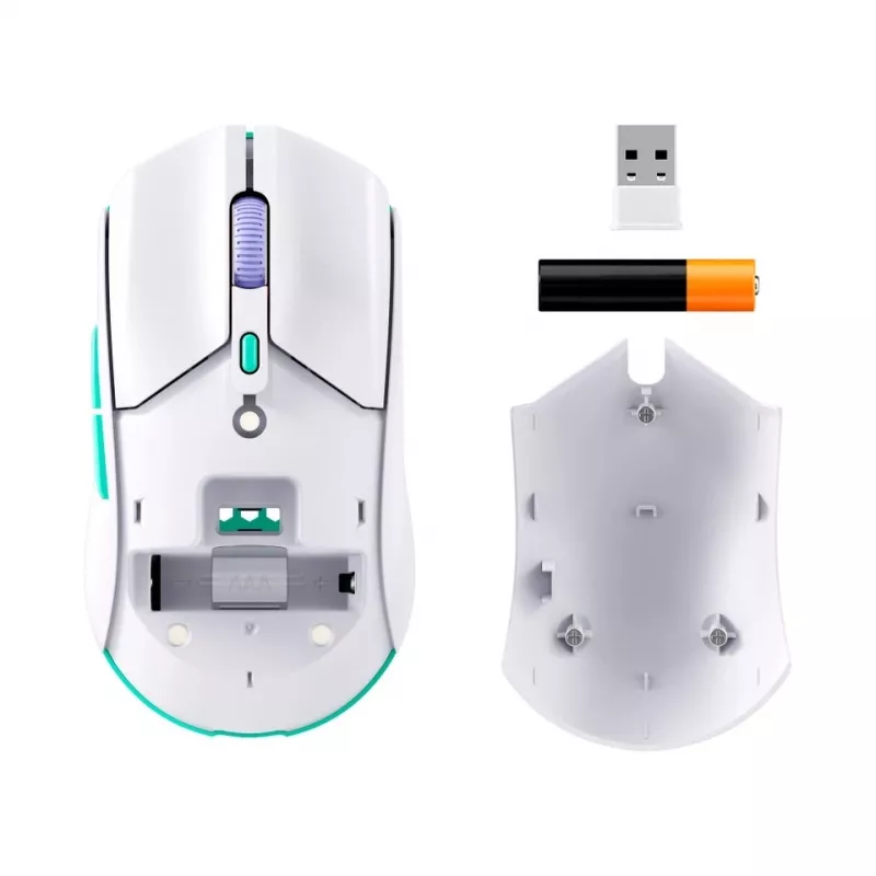 HyperX Pulsefire Haste 2 Core Wls - Spēļu pele (Balta/Zaļa/Purpursarkana)