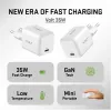 USB C 35W 3A Power Delivery 3.0 QC 3.0 sienas lādētājs balts