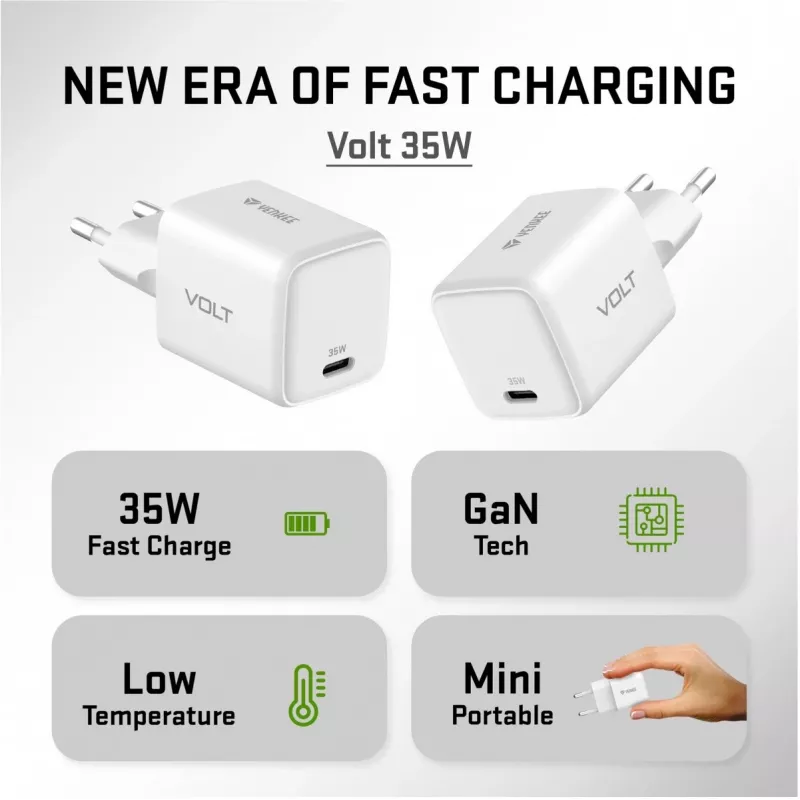 USB C 35W 3A Power Delivery 3.0 QC 3.0 sienas lādētājs balts