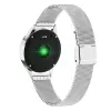 Smartwatch ORO-MED ORO-SMART CRYSTAL SILVER — apaļš metāla korpuss, LCD 240×198, 1,04 collu displejs, Bluetooth 4.0, ūdensizturīgs, 120 mAh baterija