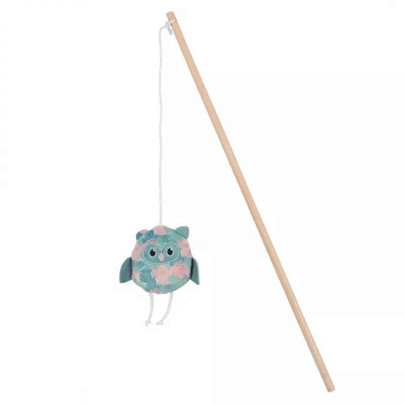 Kaķu spēļu makšķere ZOLUX Ethicat Owl, koka, ar kaķumētru, 40 cm