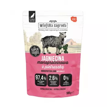 WIEJSKA ZAGRODA Monoproteīna jērs - mitrā suņu barība - 500g