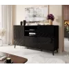 Kumode cama meble ABETO 150x42x82 cm, spīdīgi melna, MDF rāmis, 1 atvilktne