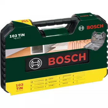 Piederumu komplekts Bosch V-Line 103 gab. — Bosch 103 detaļu urbju un skrūvgriežu piederumu komplekts