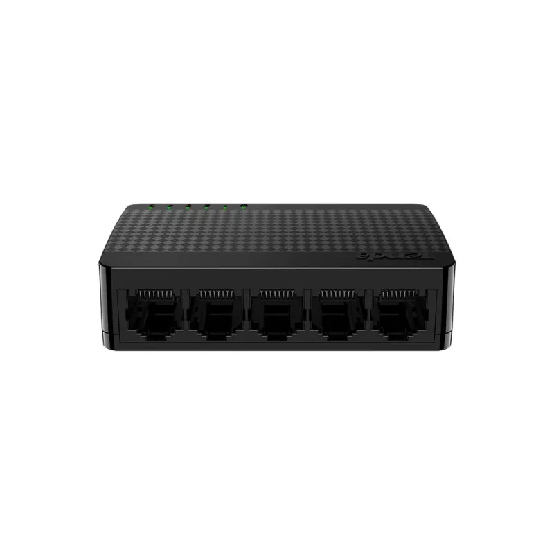 Tīkla komutators TENDA SG105M — 5-portu Gigabit Ethernet (10/100/1000), melns, darbvirsmas/pie sienas stiprināms