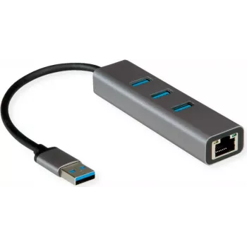 Klēpjdatoru doks ROLINE 12021112 vadu USB Type-A pelēks Ethernet 1000 Mbit/s