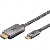 USB pītais adaptera kabelis, USB-C spraudnis > HDMI spraudnis, 4K / 60 Hz (melns/sudraba, 2 metri)