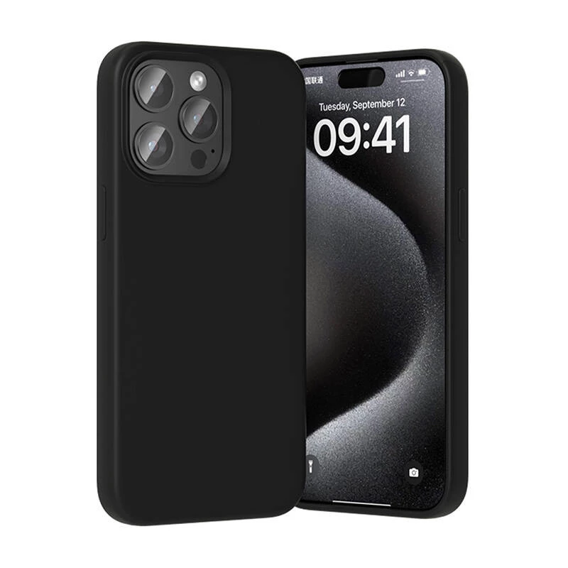 Aizsargājošs silikona maciņš Vention KUFB0-40 iPhone 15 Pro Max — melns, ar mīkstu pieskārienu pārklājumu
