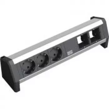 Strāvas pagarinātājs Bachmann 3x Schuko 2x GST18 Melns Sudraba