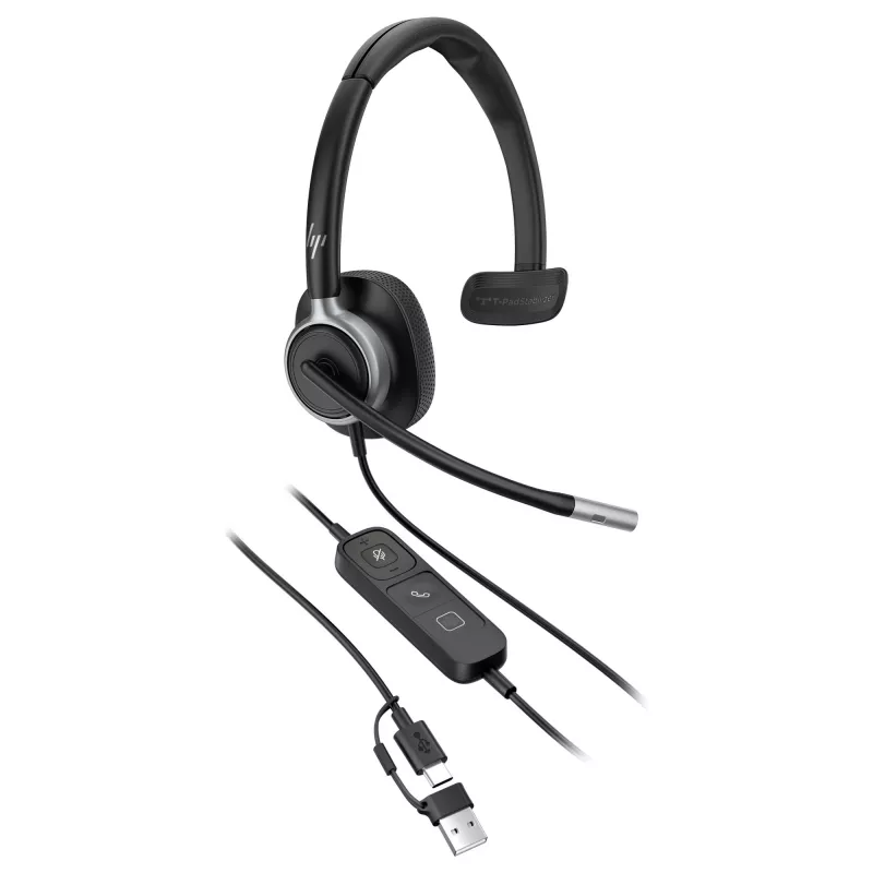 Monaural USB vadu austiņas Poly Mission 615 — svars 117,5 g