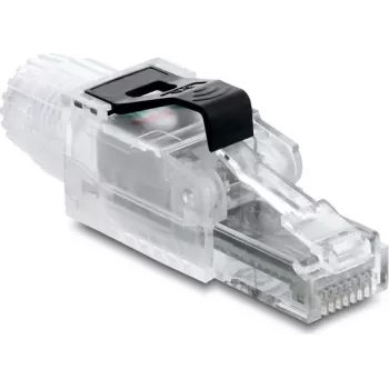 DELOCK RJ45 spraudnis, montējams uz lauka, Cat.6A neekranēts, caurspīdīgs/melns (91127)