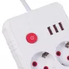 Strāvas sadalītājs MACLEAN MCE387 W — 2 rozetes, 3×USB A, 110–240V, 2500W, 1,5 m kabelis, balts