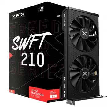 Grafikas karte XFX Radeon RX 7600 — 8 GB GDDR6, PCIe 4.0, 128 bitu, 2x DisplayPort 2.1, HDMI 2.1, 2 ventilatori