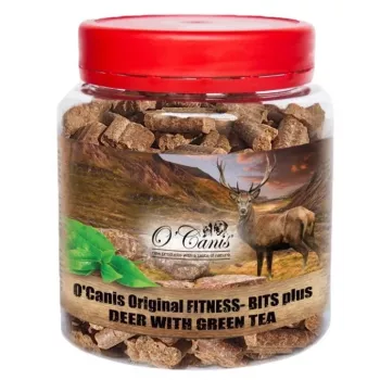 O'CANIS Fitness-Bits Plus Stirna ar zaļo tēju - suņu našķis - 400g