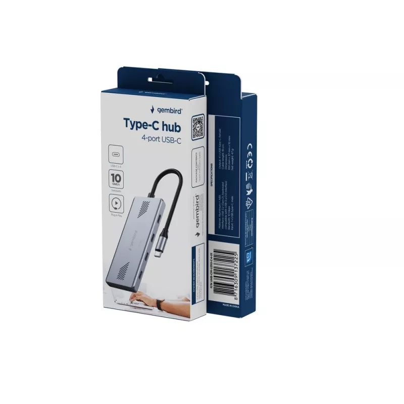 GEMBIRD USB-C 3.2 Gen 2 4 portu centrmezgls UHB-CM-U310-C4-01
