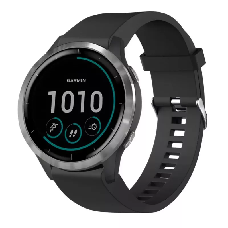 Silikona pulksteņa siksniņa FIXED Garmin QuickFit 20 mm, melna