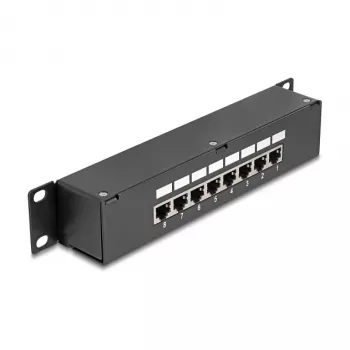 DeLOCK 10 collu savienotāju plākšņu panelis 8 portu Cat.6 RJ45 Melns 1U