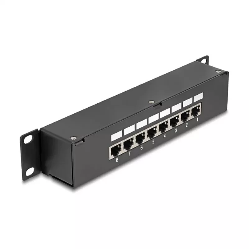 DeLOCK 10 collu savienotāju plākšņu panelis 8 portu Cat.6 RJ45 Melns 1U