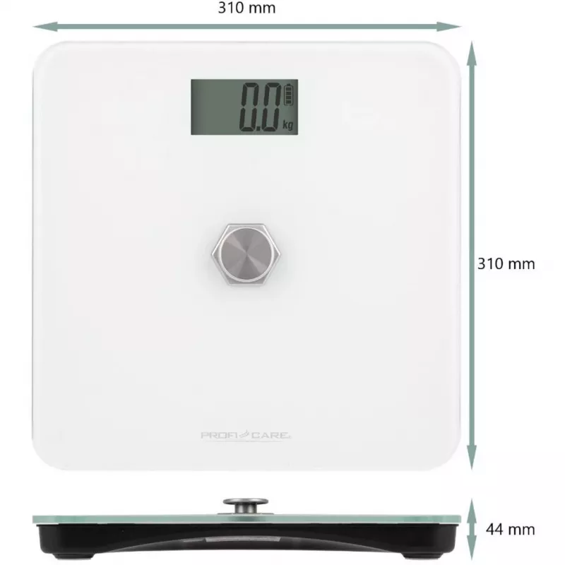 Elektroniskie personālie svari Profi-Care PC-PW 3112 — ietilpība 180 kg, precizitāte 100 g, 310×310×44 mm, LCD displejs