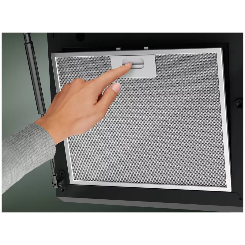 Wall-mounted extractor hood Electrolux LFV626K, Melns, 598×396 mm, 615 m³/h recirculating, 62 dB, charcoal filter