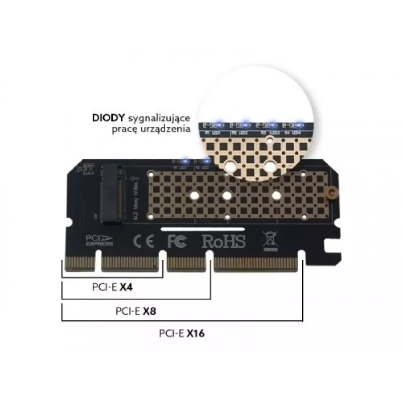 Paplašinājuma karte, adapteris M.2 NVMe M-Key PCI-E Savio AK-41