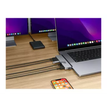 Hyper | HyperDrive DUO PRO 7-in-2 USB-C centrmezgls MacBook Air/Pro 2016-2020 | Ethernet LAN (RJ-45) porti 1 | HDMI portu skaits 1