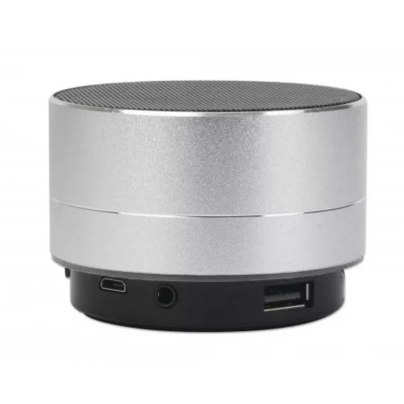Manhattan Metallic Bluetooth skaļrunis, noturīgs pret šļakatām, darbības rādiuss 10 m, microSD karšu lasītājs, Aux 3,5 mm savienotājs, iekļauts USB-A uzlādes kabelis (5 V uzlāde), sudrabains, trīs gadu garantija