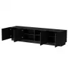 TV cabinet cama meble LIVERTI 2000x420x480 mm, Melns particle board top, Melns frame