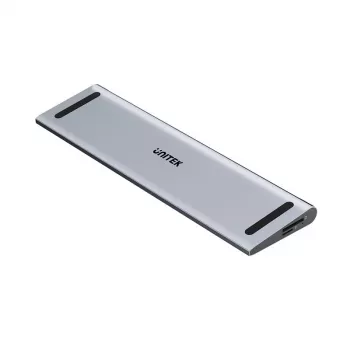 KVM slēdzis Unitek D1106AGY01 USB-C trīskāršs 4K dokstacija ar KVM, 3x USB-A, 5x USB-C, HDMI×2, DP×1, RJ-45, SD lasītājs, 3840×2160@60Hz, alumīnijs