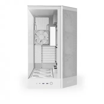 PC Midi Tower korpuss NZXT H9 Flow RGB+ — Balts, atbalsta ATX/EATX/Micro-ITX, rūdīts stikls, 3x140mm priekšējie + 1x120mm aizmugurējais ventilatori