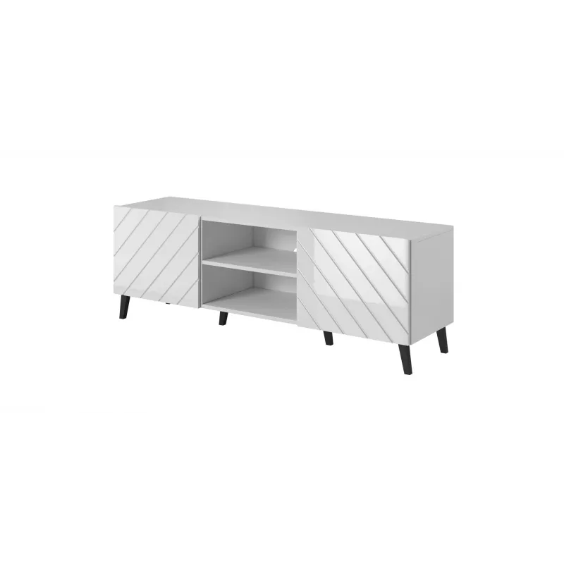 RTV skapis ABETO 150x42x52 balts/balts glancēts
